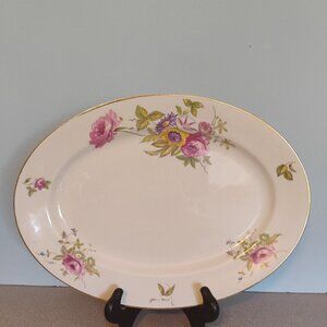 Sebring Pottery Vintage Floral Oval Platter 12"